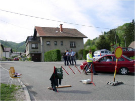 Police controling road blocks